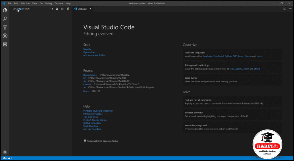 نصب vs code برای پایتون مرحله بیست و پنجم