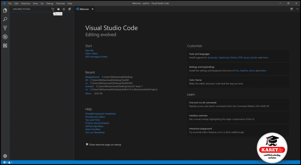 نصب vs code برای پایتون مرحله بیست و ششم