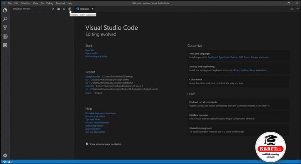 نصب vs code برای پایتون مرحله بیست و نهم