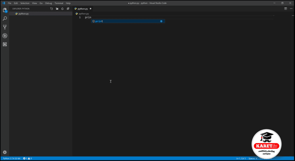 برنامه نویسی پایتون در vs code مرحله چهارم
