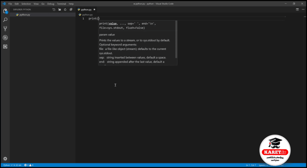 برنامه نویسی پایتون در vs code مرحله پنجم