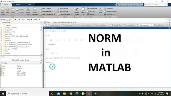حل مثالی با استفاده از تابع norm در متلب