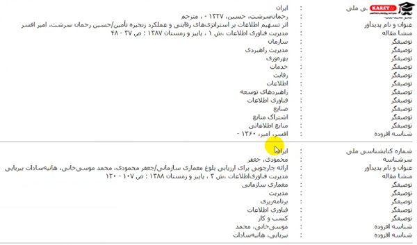 نمایش نتایج چاپ شده مدیریت فناوری اطلاعات
