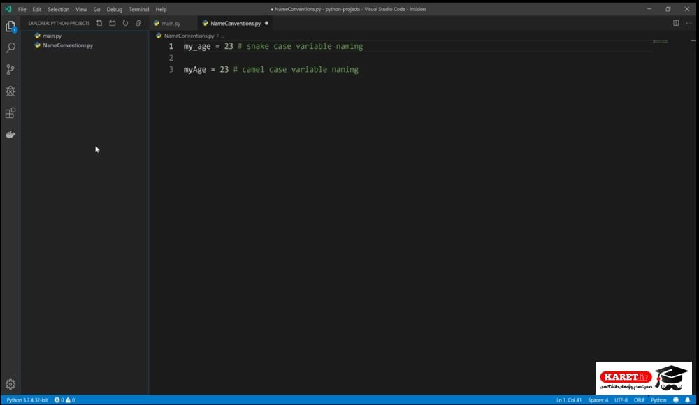 حالت camel case variable naming