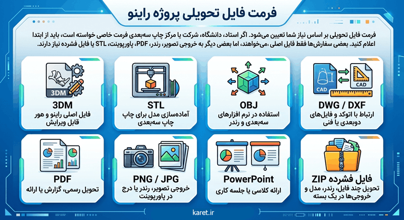 برخی فرمت های تحویلی پروژه راینو